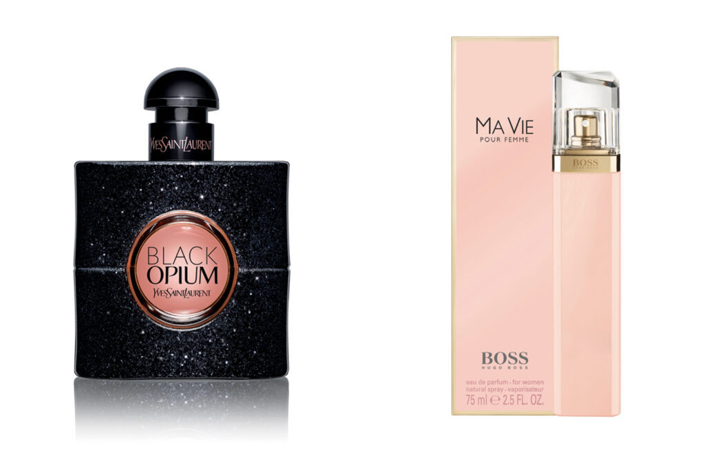 Black Opium, de Yves Saint Laurent, y Boss Ma Vie, de Hugo Boss.