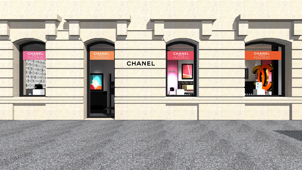 Fachada Dibujo tienda pop up Chanel