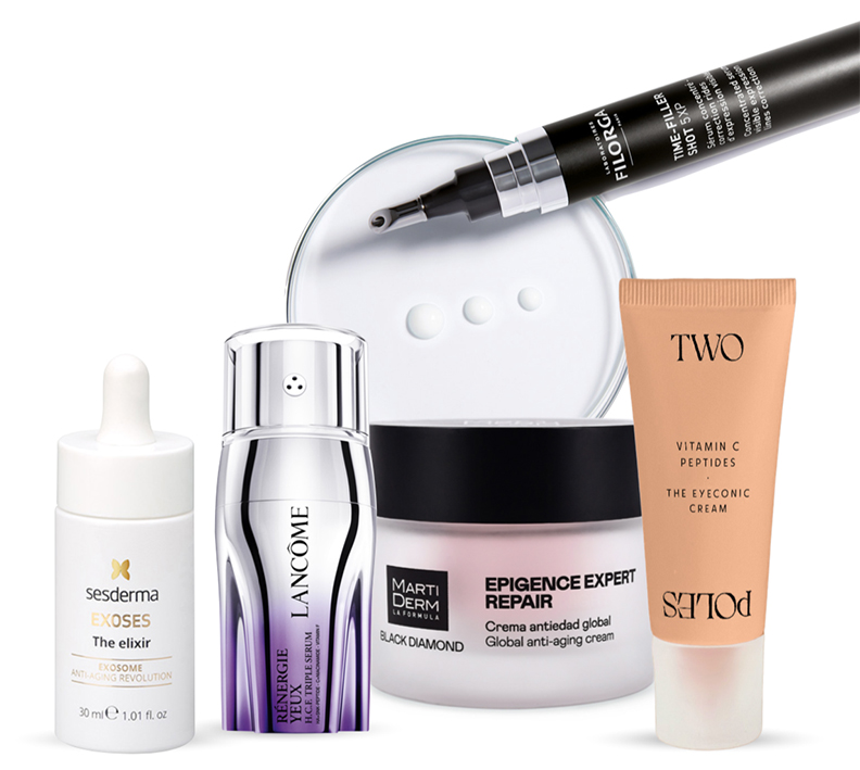 BODEGÓN COSMÉTICA PÉPTIDOS Y EXOSOMAS. INNOVACIÓN COSMÉTICA LA LONGEVIDAD DEFINE EL FUTURO DE LA COSMÉTICA